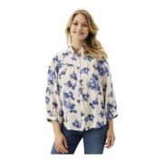 Blauw Abstract Print Shirt IN Front , Multicolor , Dames