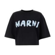 Klassiek Zwart Katoenen T-shirt Marni , Black , Dames