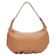 Bruine Leren Baguette Tas Luxe Stijl Estro , Brown , Dames