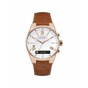 Roségoud Roestvrij Stalen Leren Horloge Guess , Pink , Heren