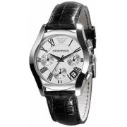 RVS Leren Band Herenhorloge Emporio Armani , Gray , Heren