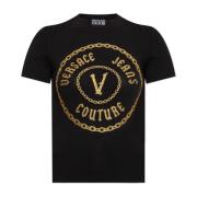 T-shirt met logo Versace Jeans Couture , Black , Dames