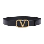 Nero Buckle Riem Valentino Garavani , Black , Heren