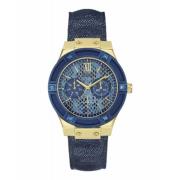 Gouden Leren Dameshorloge Quartz Guess , Yellow , Dames