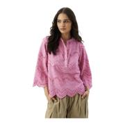 Luna Blouse Roze Geborduurd Vrouwelijk IN Front , Pink , Dames