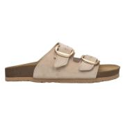 Dames Beige Velours Slide Sandalen met Dikke Banden Er00115134 Estro ,...