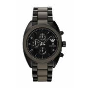 Zwarte herenhorloge van roestvrij staal Emporio Armani , Black , Heren