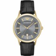 Gouden Leren Quartz Herenhorloge Emporio Armani , Yellow , Heren