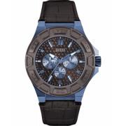 Blauw Leren Band Kwarts Horloge Guess , Blue , Heren