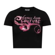 Bedrukt T-shirt Versace Jeans Couture , Black , Dames