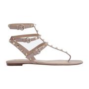 Beige Leren Sandalen Ss22 Valentino Garavani , Beige , Dames