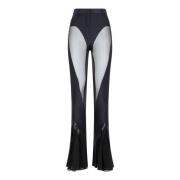 Zwarte Flare Leggings met Doorzichtige Panelen Mugler , Black , Dames