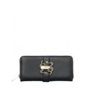 Leren Portemonnee met Logo Center Just Cavalli , Black , Dames