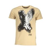 Beige Print Logo Korte Mouw Tee Cavalli Class , Beige , Heren