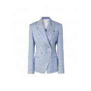 Linnen Dubbelborstig Jas Slim Fit Genny , Blue , Dames