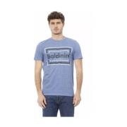 Verhoogd Casual Blauw Tee met Frontprint Baldinini , Blue , Heren