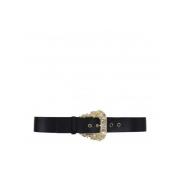 Barok Metalen Gesp Leren Riem Versace , Black , Dames