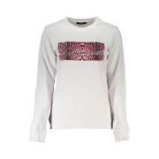 Witte Katoenen Sweatshirt met Print Logo Cavalli Class , Beige , Dames