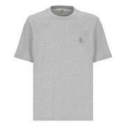 Grijze Katoenen T-shirt Ronde Hals Korte Mouw Brunello Cucinelli , Gra...