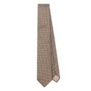 Donkergrijs Beige Jacquard Stropdas Emporio Armani , Beige , Heren