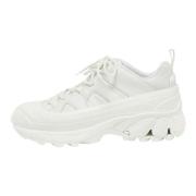 Witte canvas en leren lage sneakers Burberry , White , Dames