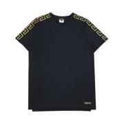 Casual Katoenen T-shirt Versace , Black , Heren