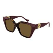 Cat-Eye Zonnebril Kettingdetail Havana Gucci , Brown , Dames