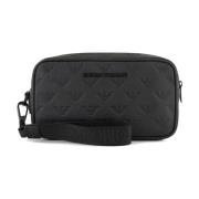 Monogram Leren Beauty Tas Armani , Black , Heren