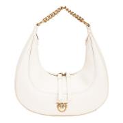 Zachte Leren Mini Brioche Tas Hobo Pinko , White , Dames