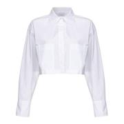 Boxy Poplin Overhemd Pinko , White , Dames