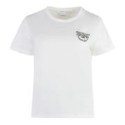 Nambrone Decoratieve Crew-Neck T-Shirt Pinko , White , Dames
