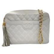 Pre-owned Leather shoulder-bags Chanel Vintage , White , Dames