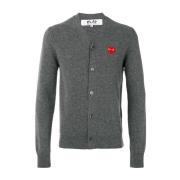 Grijze Wol V-Hals Cardigan Sweater Comme des Garçons Play , Gray , Her...