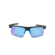 Zwarte Matte Rechthoekige Zonnebril UV-Beschermend Oakley , Blue , Uni...