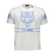 Wit Katoenen T-Shirt met Print Plein Sport , White , Heren