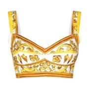 Majolica Print Sweetheart Top Dolce & Gabbana , Yellow , Dames