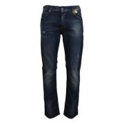 Blauwe Denim Regular-Cut Jeans Elegant Comfort Exte , Blue , Heren