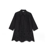 Oversized Shirt met Broderie Oltre , Black , Dames