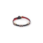 Rood Zwart Leren Armband Valentino Garavani , Black , Dames