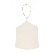 Mouwloze Satijnen Top met Gouden Ketting Tara Jarmon , White , Dames