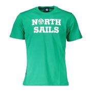 Groene Katoenen Print Logo T-shirt North Sails , Green , Heren