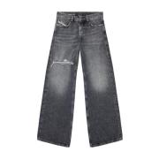 Zwarte Wijde Pijp Hennep Denim Jeans Diesel , Black , Dames