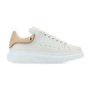 Witte Leren Sneakers met Roze Hiel Alexander McQueen , White , Dames