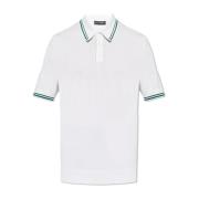 Zijden polo met logo applicatie Dolce & Gabbana , White , Heren