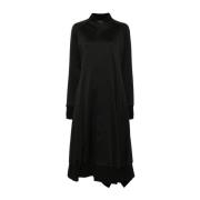 Zwarte deconstructed jersey jurk Yohji Yamamoto , Black , Dames