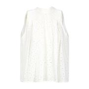 Witte Kraag Mouwloze Asymmetrische Zoom Top Semicouture , White , Dame...