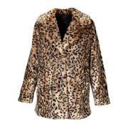 Dierenprint Korte Jas Twinset , Brown , Dames