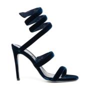 Blauwe Velvet Wraparound Sandalen 100mm Stiletto René Caovilla , Blue ...