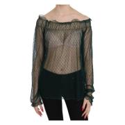 Elegante groene mesh blouse Pink Memories , Black , Dames