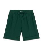 Linnen Bermuda Shorts Oltre , Green , Dames
